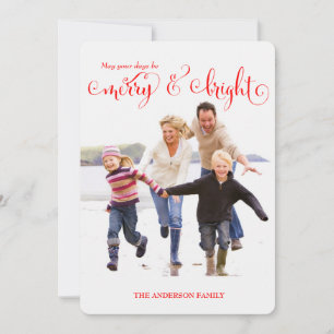 feliz e Cartão com fotos de feriado vermelho brilh