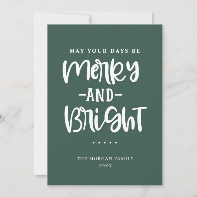 Feliz E Cartões de natal Verde Brilhante (Frente)