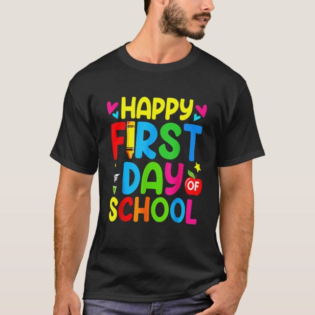 Feliz e Engraçado Primeiro Dia de Camisa De Escola (Frente)