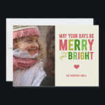 Feliz e Natal brilhante/ Cartão com fotos de Natal<br><div class="desc">Celebre o feriado com este cartão de feriado de Feliz e Brilho de Berry Berry Sweet. 

 Produtos correspondentes:</div>