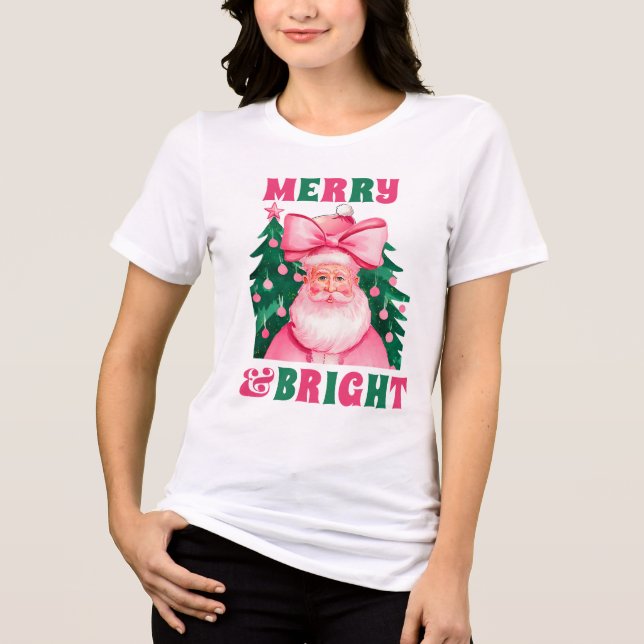 Feliz e Papai Noel Rosa Brilhante (Frente)