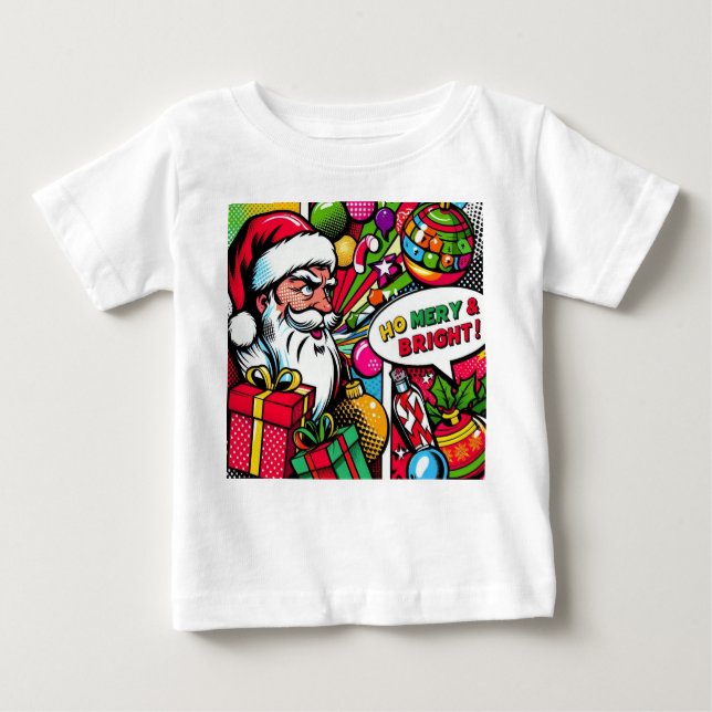 Feliz e Pop Brilhante - Camisa de Natal Negrito (Frente)
