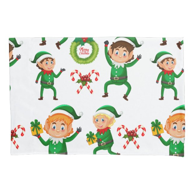 Feliz Elfo de Natal com Padrão de Presente (Frente)