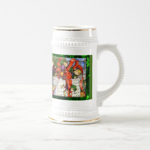 Feliz Elves Wraping Presente Caneca de cerveja