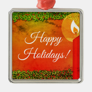 Feliz Enfeites de natal Holly & Candle