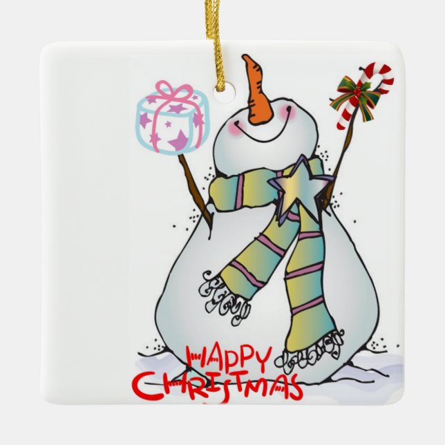 **FELIZ ENFEITES DE NATAL SNOWMAN*** (Frente)