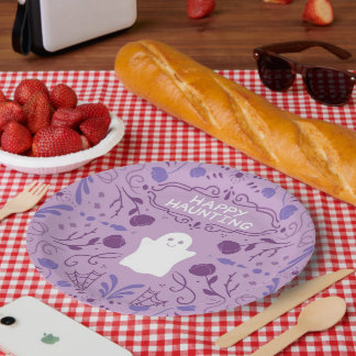 "Feliz Fantasmagoria" Pratos de Papel Fantasmas de