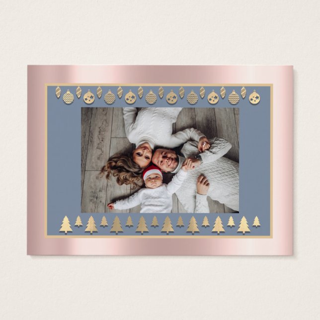 Feliz Feliz ano novo de Natal Nome Foto RoseBlue (Verso)