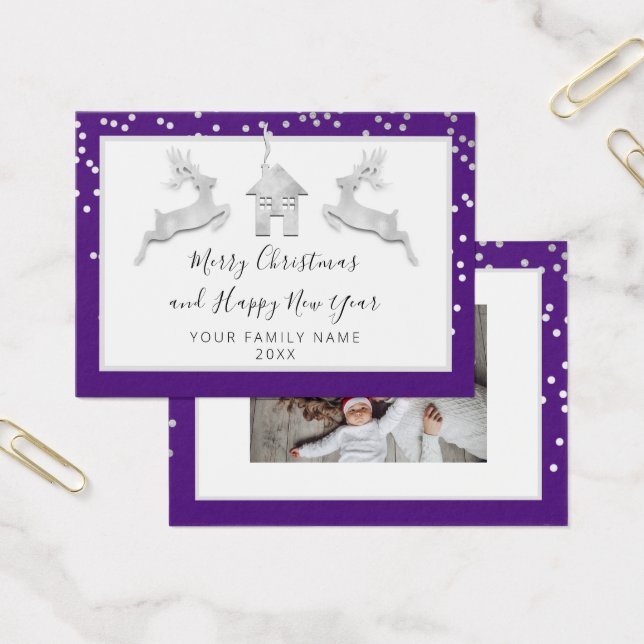 Feliz Feliz ano novo de Natal Nome Purple White (Escritótio)