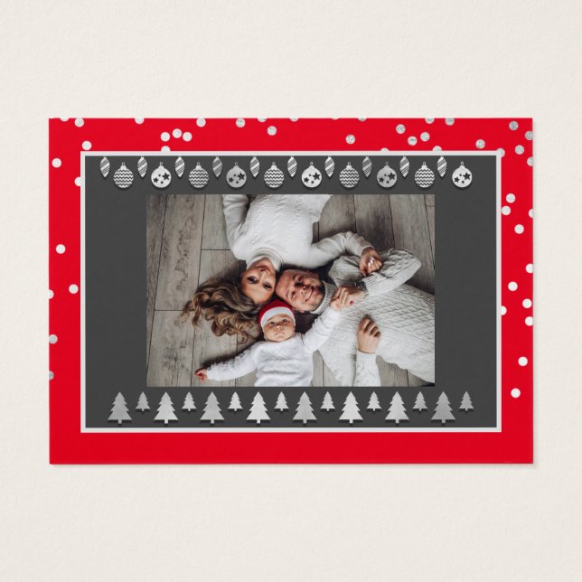 Feliz Feliz ano novo de Natal Nome Red Silver (Verso)