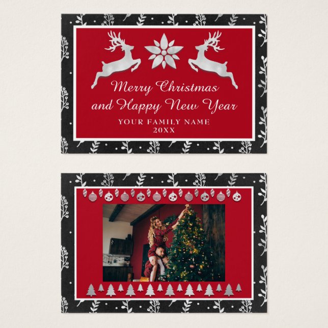 Feliz Feliz ano novo de Natal - Prata Negra (Frente & Verso)