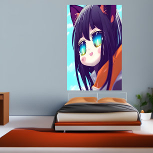 Feliz Feliz Gatinha Animadora   AI Art Poster