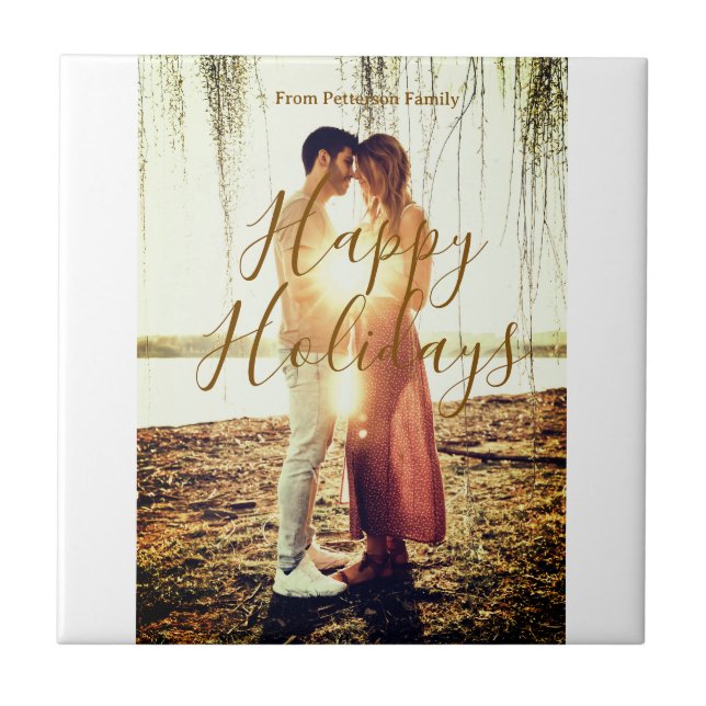 Feliz feriado marrom adicionar casal nome da foto  (Frente)