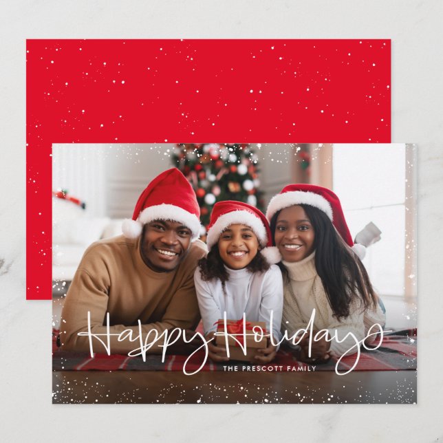 Feliz feriado, simples cartão com fotos da neve (Frente/Verso)