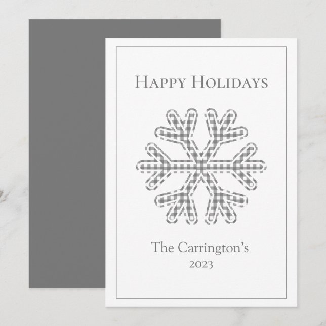 Feliz Feriados Xadrez Floco de Neve Moderno (Frente/Verso)