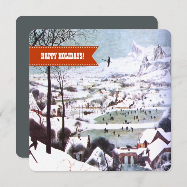 Feliz Férias. Cartões de saudação de natal de arte (Frente/Verso)