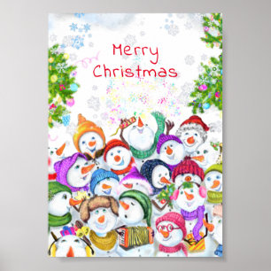 Feliz Festa de Natal de Poster de Snowmans