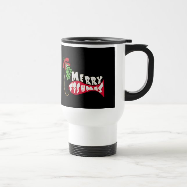 Feliz Fishmas Engraçado Pescar caneca de Natal (Direita)