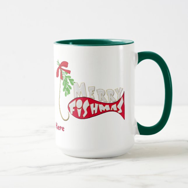 Feliz Fishmas Engraçado Pescar caneca de Natal (Direita)