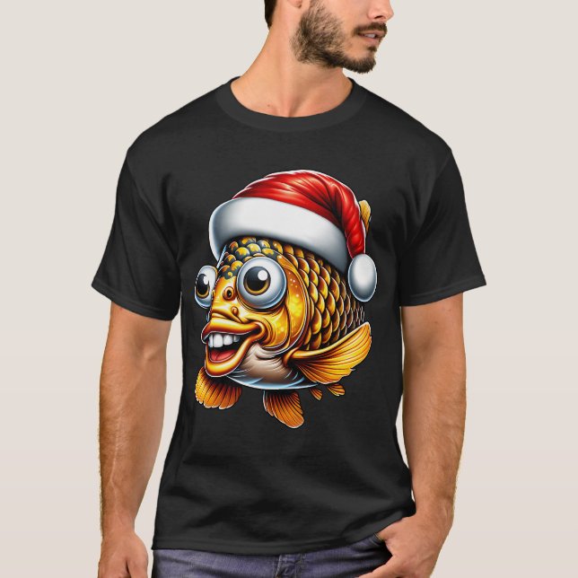 Feliz Fishmas Suéter Feio de Natal Piada de Pesca (Frente)