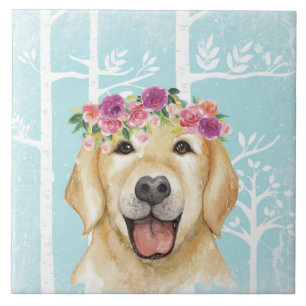 Feliz Flor Animal na Floresta Azul - Retriever Cac