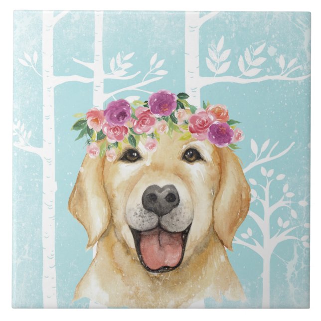 Feliz Flor Animal na Floresta Azul - Retriever Cac (Frente)