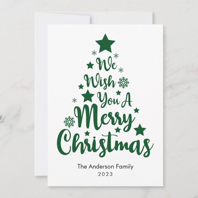 Feliz Forma De Árvore De Natal Em Cartão De Natal  (Frente)