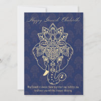 Feliz Ganesh Chaturthi, texto próprio, marinho azu