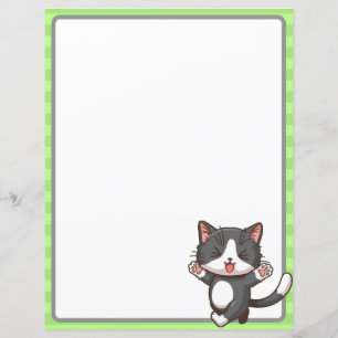Feliz gatinho de cinza com olhos fechados Folha de