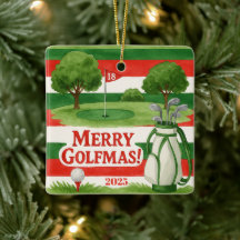 'Feliz Golfmas!' Enfeite de Natal Personalizável p