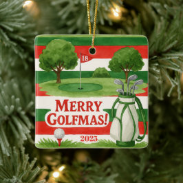 'Feliz Golfmas!' Enfeite de Natal Personalizável p