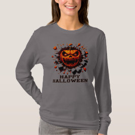 Feliz Halloween Abóbora Esmagadora Camiseta