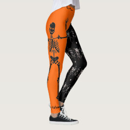 Feliz Halloween Bone Dancing Skeletons Leggings