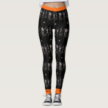 Feliz Halloween Bone Dancing Skeletons Leggings