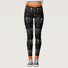 Feliz Halloween Bone Dancing Skeletons Leggings