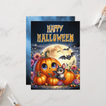 Feliz Halloween cartão amigável de Jack-O-Lantern