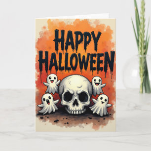 Feliz Halloween Cartão de Caveira Assustadora