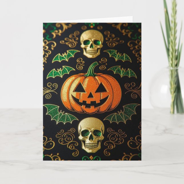 Feliz Halloween, cartão de Dia das Bruxas, cartas  (Frente)