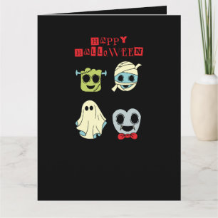 Feliz Halloween Cartão de Monstros Fofos Frankenst