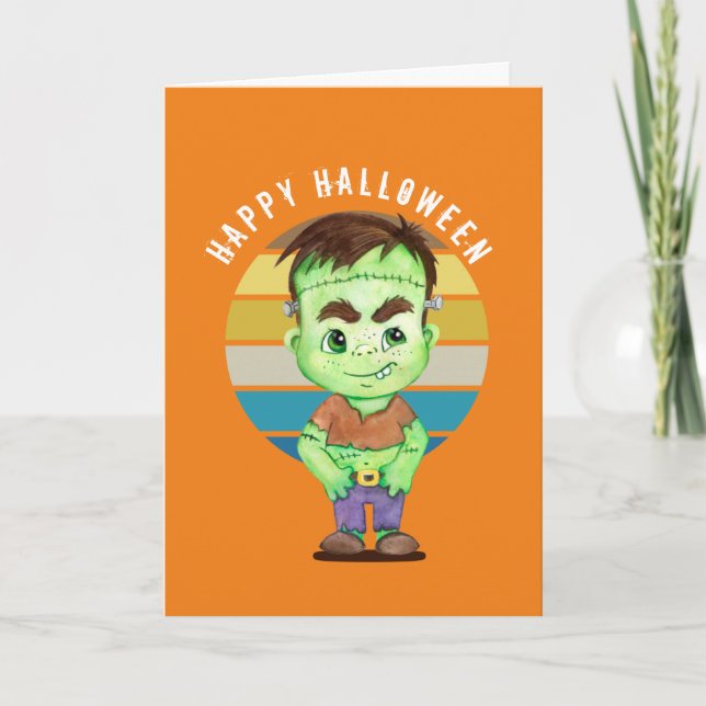 Feliz Halloween - Cartão do Frankenstein (Frente)