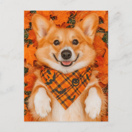 Feliz Halloween Cartão Postal Corgi Cachorro Fofo 