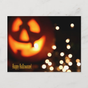 Feliz Halloween cartão postal de abóbora preta e l