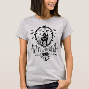 Feliz Halloween, casa assombrada, camiseta assusta