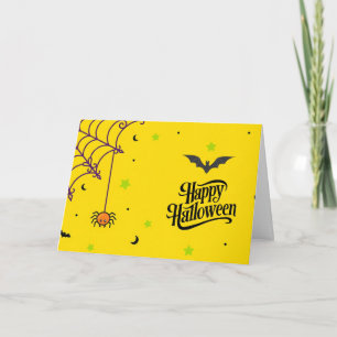 Feliz Halloween com cartão de Morcego Preto e Teia