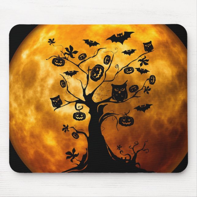 Feliz Halloween Corujas Cerrantes em um Mousepad Á (Frente)
