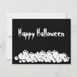 Feliz Halloween esqueletos pretos e brancos cartão