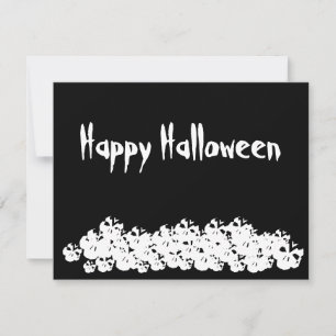 Feliz Halloween esqueletos pretos e brancos cartão