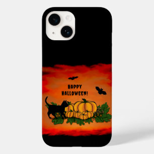 Feliz Halloween, Gato Preto, Morcego e Abóbora