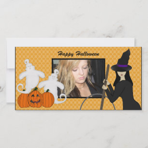 Feliz Halloween Ghost e Cartões com fotos de bruxa