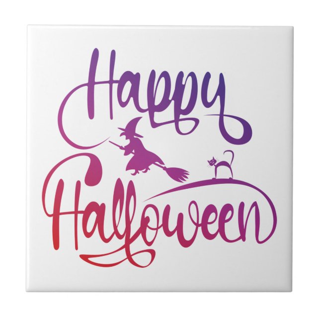 Feliz Halloween gradient voando feiticeiro (Frente)